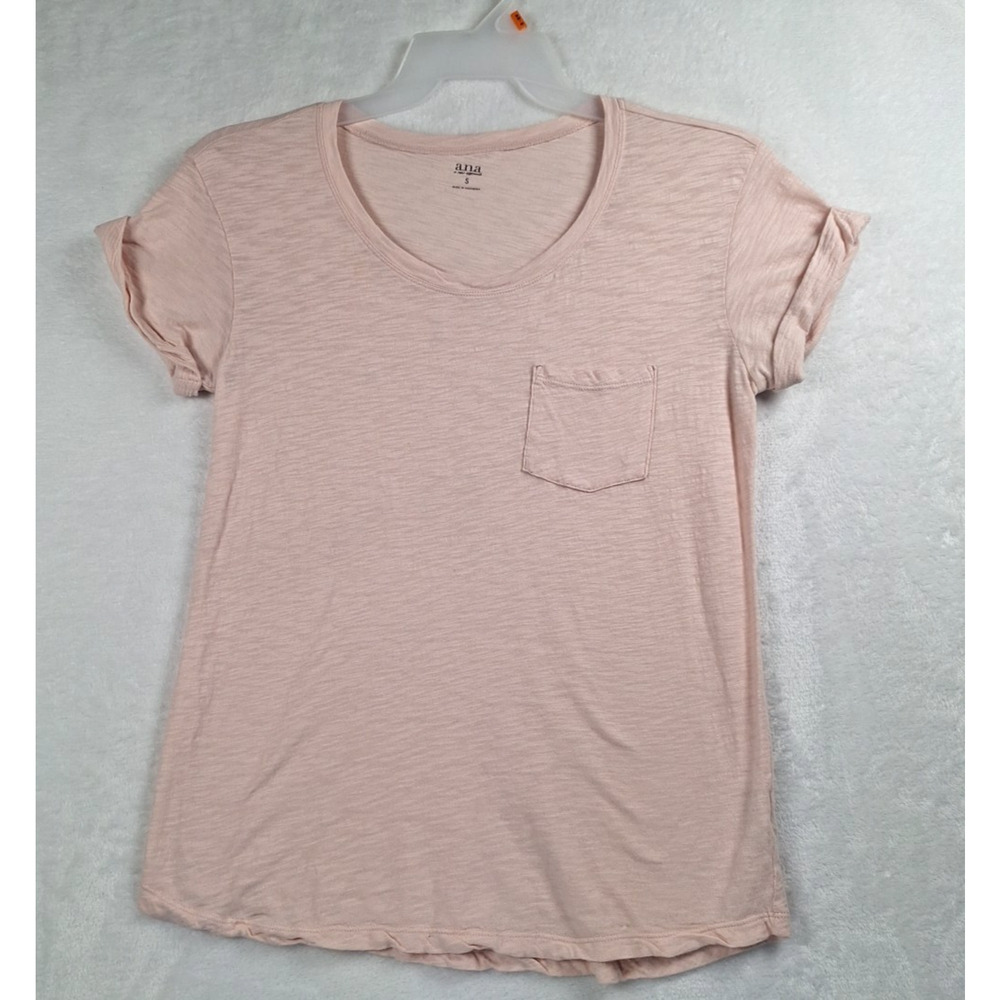 Ana A New Approach Women's Light Pink Solid Pocket T-Shirt Size S